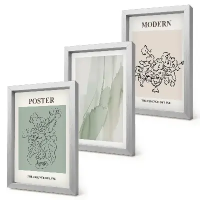 Set de 3 tablouri cu flori în vază în stil modern și minimalist