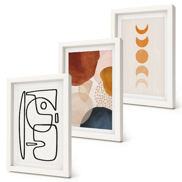 Set 3 tablouri Forme și culori abstracte, decorațiuni la modă