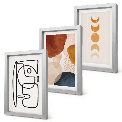 Set 3 tablouri Forme și culori abstracte, decorațiuni la modă