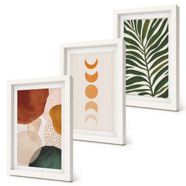 Galerie de perete Forme abstracte în culori calde și frunze