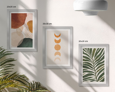 Galerie de perete Forme abstracte în culori calde și frunze