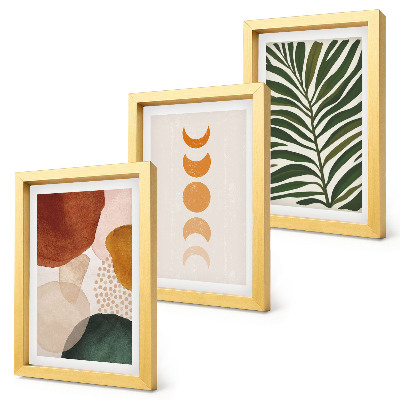 Galerie de perete Forme abstracte în culori calde și frunze
