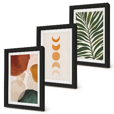 Galerie de perete Forme abstracte în culori calde și frunze
