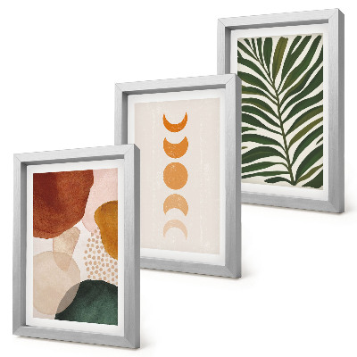 Galerie de perete Forme abstracte în culori calde și frunze