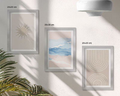 Galerie de perete Soare, valuri și linii abstracte în culori pastelate