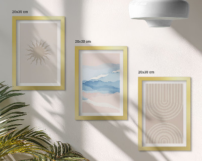 Galerie de perete Soare, valuri și linii abstracte în culori pastelate