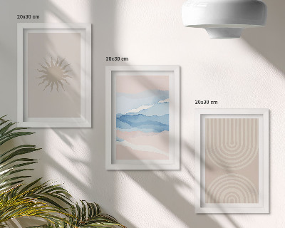 Galerie de perete Soare, valuri și linii abstracte în culori pastelate