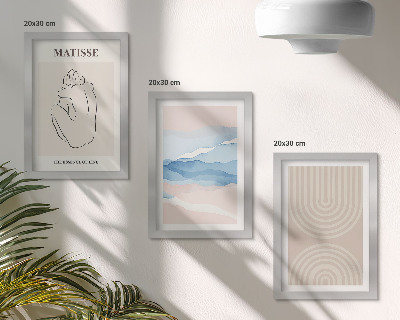 Set 3 tablouri Linii și valuri în nuanțe pastelate cu un accent minimalist