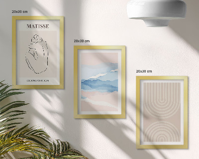 Set 3 tablouri Linii și valuri în nuanțe pastelate cu un accent minimalist