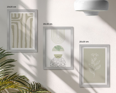 Galerie de perete Modele geometrice cu accente vegetale în nuanțe de verde