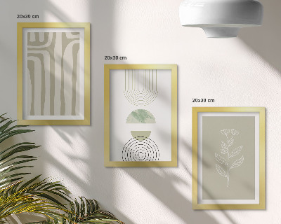 Galerie de perete Modele geometrice cu accente vegetale în nuanțe de verde