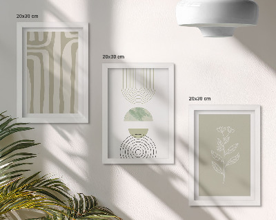 Galerie de perete Modele geometrice cu accente vegetale în nuanțe de verde