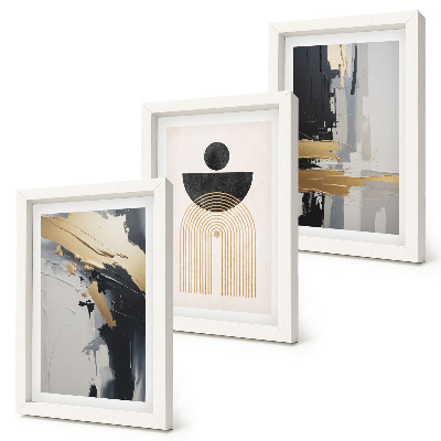 Set 3 tablouri Compoziție elegantă abstractă geometrică