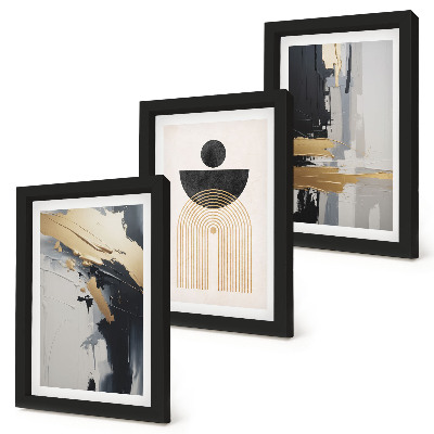 Set 3 tablouri Compoziție elegantă abstractă geometrică
