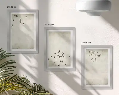 Galerie de perete pictură minimalistă cu păsări în zbor