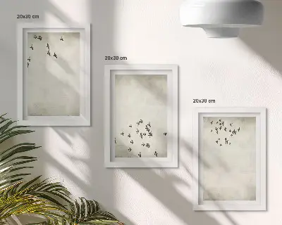 Galerie de perete pictură minimalistă cu păsări în zbor