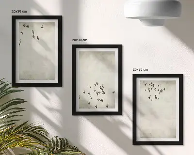 Galerie de perete pictură minimalistă cu păsări în zbor