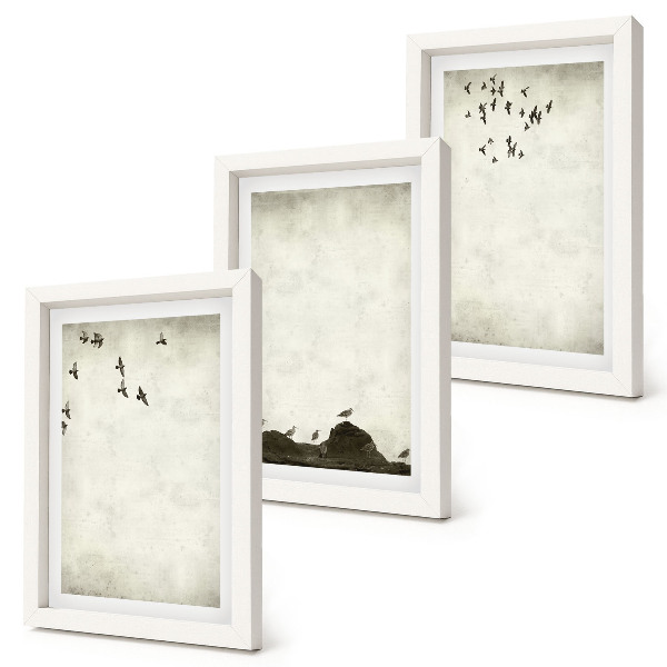 Set 3 tablouri Stol de păsări zburătoare în stil minimalist