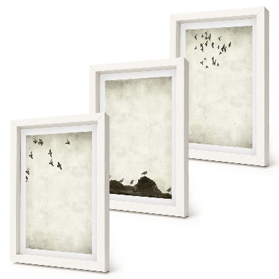 Set 3 tablouri Stol de păsări zburătoare în stil minimalist