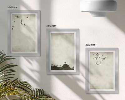 Set 3 tablouri Stol de păsări zburătoare în stil minimalist