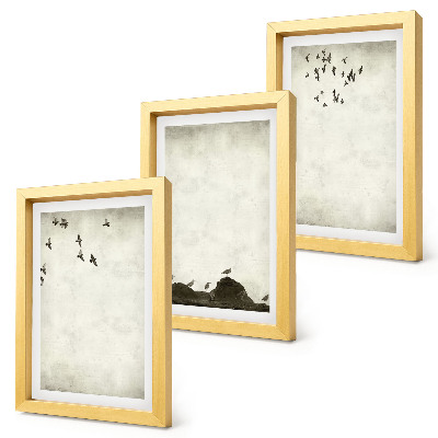 Set 3 tablouri Stol de păsări zburătoare în stil minimalist