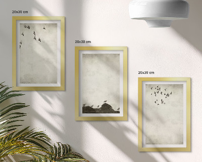 Set 3 tablouri Stol de păsări zburătoare în stil minimalist