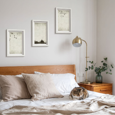 Set 3 tablouri Stol de păsări zburătoare în stil minimalist