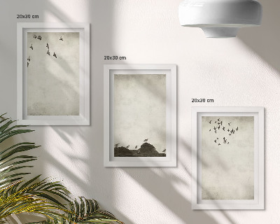 Set 3 tablouri Stol de păsări zburătoare în stil minimalist