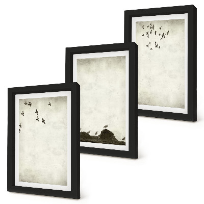 Set 3 tablouri Stol de păsări zburătoare în stil minimalist