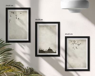 Set 3 tablouri Stol de păsări zburătoare în stil minimalist
