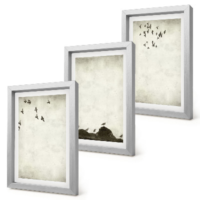 Set 3 tablouri Stol de păsări zburătoare în stil minimalist