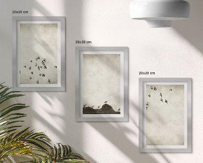 Galerie de perete Păsări în zbor pictate în stil minimalist