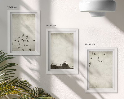 Galerie de perete Păsări în zbor pictate în stil minimalist