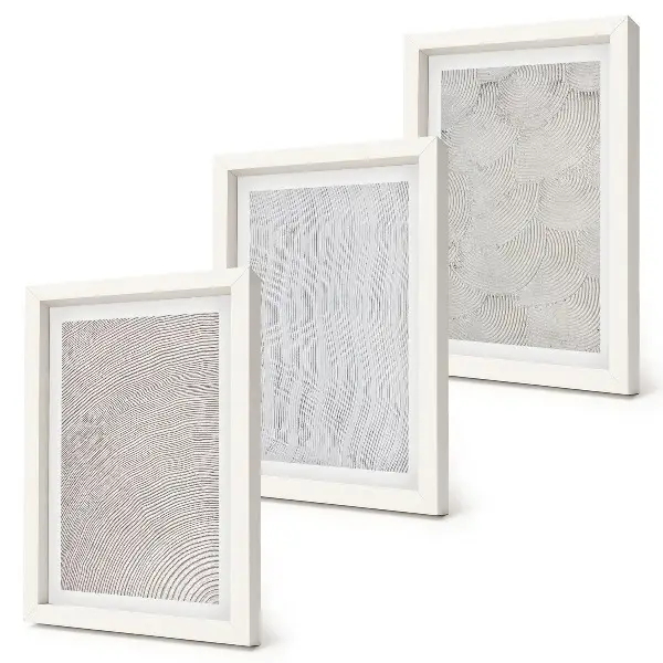 Set de 3 tablouri modele în nisip cu structuri geometrice liniare