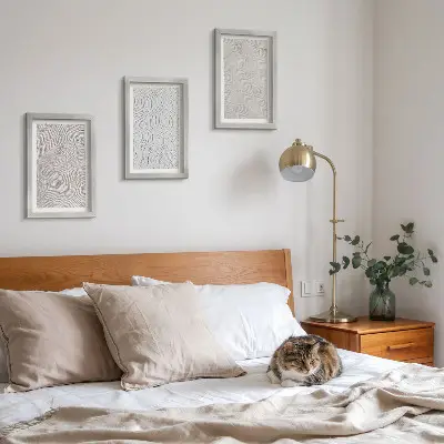 Set de 3 tablouri modele în nisip cu structuri geometrice liniare