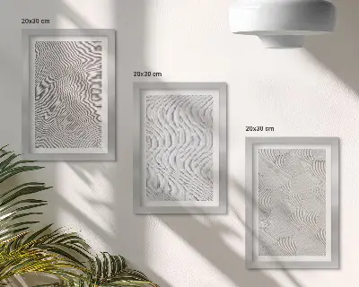 Set de 3 tablouri modele în nisip cu structuri geometrice liniare