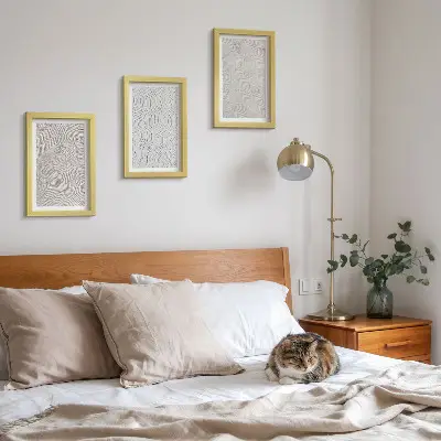 Set de 3 tablouri modele în nisip cu structuri geometrice liniare