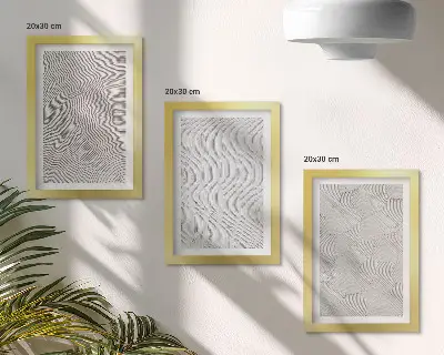 Set de 3 tablouri modele în nisip cu structuri geometrice liniare