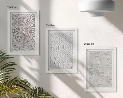 Set de 3 tablouri modele în nisip cu structuri geometrice liniare