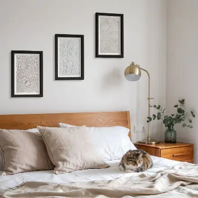 Set de 3 tablouri modele în nisip cu structuri geometrice liniare