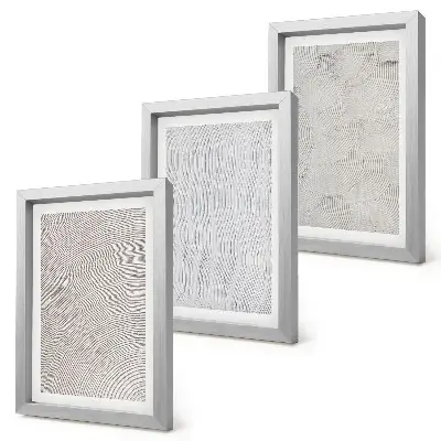 Set de 3 tablouri modele în nisip cu structuri geometrice liniare