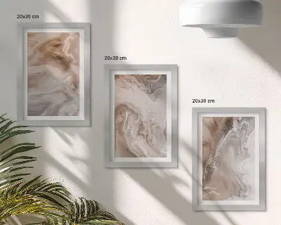 Set 3 tablouri cu textură de piatră și modele abstracte de marmură