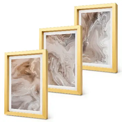 Set 3 tablouri cu textură de piatră și modele abstracte de marmură
