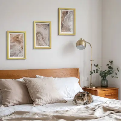 Set 3 tablouri cu textură de piatră și modele abstracte de marmură