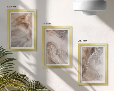 Set 3 tablouri cu textură de piatră și modele abstracte de marmură