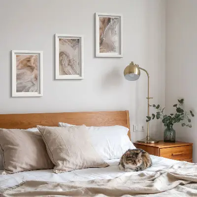 Set 3 tablouri cu textură de piatră și modele abstracte de marmură