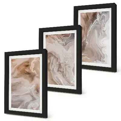 Set 3 tablouri cu textură de piatră și modele abstracte de marmură