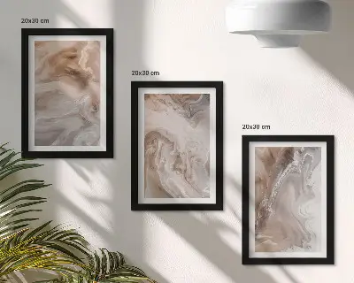 Set 3 tablouri cu textură de piatră și modele abstracte de marmură