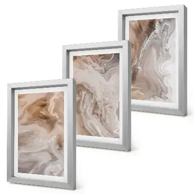 Set 3 tablouri cu textură de piatră și modele abstracte de marmură