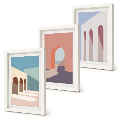 Galerie de perete Grafică minimalistă pastelată a arhitecturii urbane